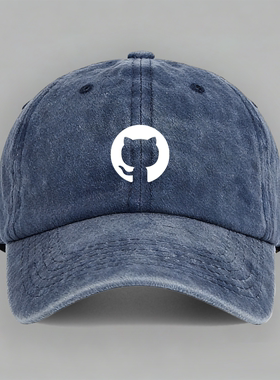 GitHub章鱼猫极客程序员周边码农休闲纯棉水洗软顶棒球鸭舌帽子男