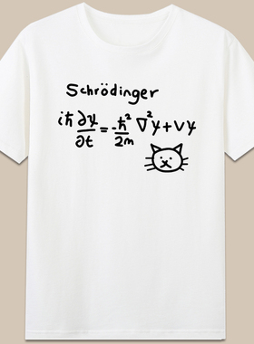 Schrodinger’s Cat薛定谔的猫手绘物理公式短袖纯棉短袖t恤衣服