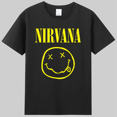 涅槃nirvana笑脸摇滚乐队柯本明星衣服纯棉圆领短袖t恤定制男