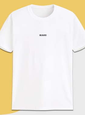 明星delicates有趣味英文字个性宽松纯棉短袖t恤定制印字母男