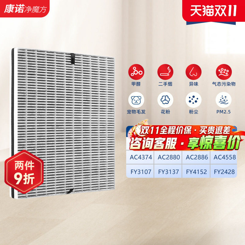 适配飞利浦空气净化器滤芯AC4076/AC4072过滤网AC3252/FY3137