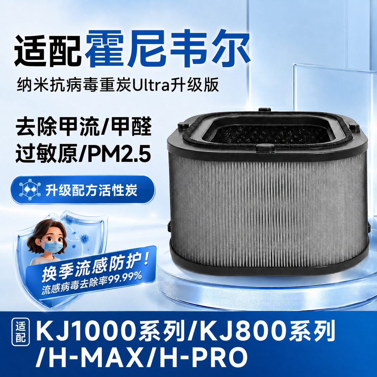 适配霍尼韦尔空气净化器滤网KJ1000F-P22B HMAX滤芯CMF100M
