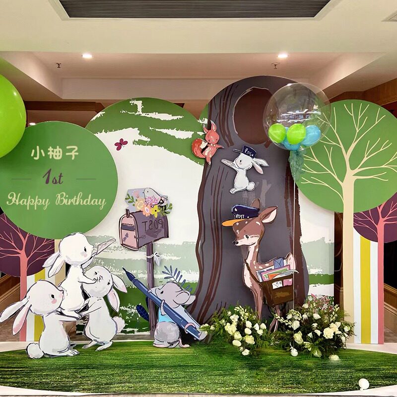 2023新款生日2岁儿童生日派对布置装饰百天百日宴kt板定制背景墙