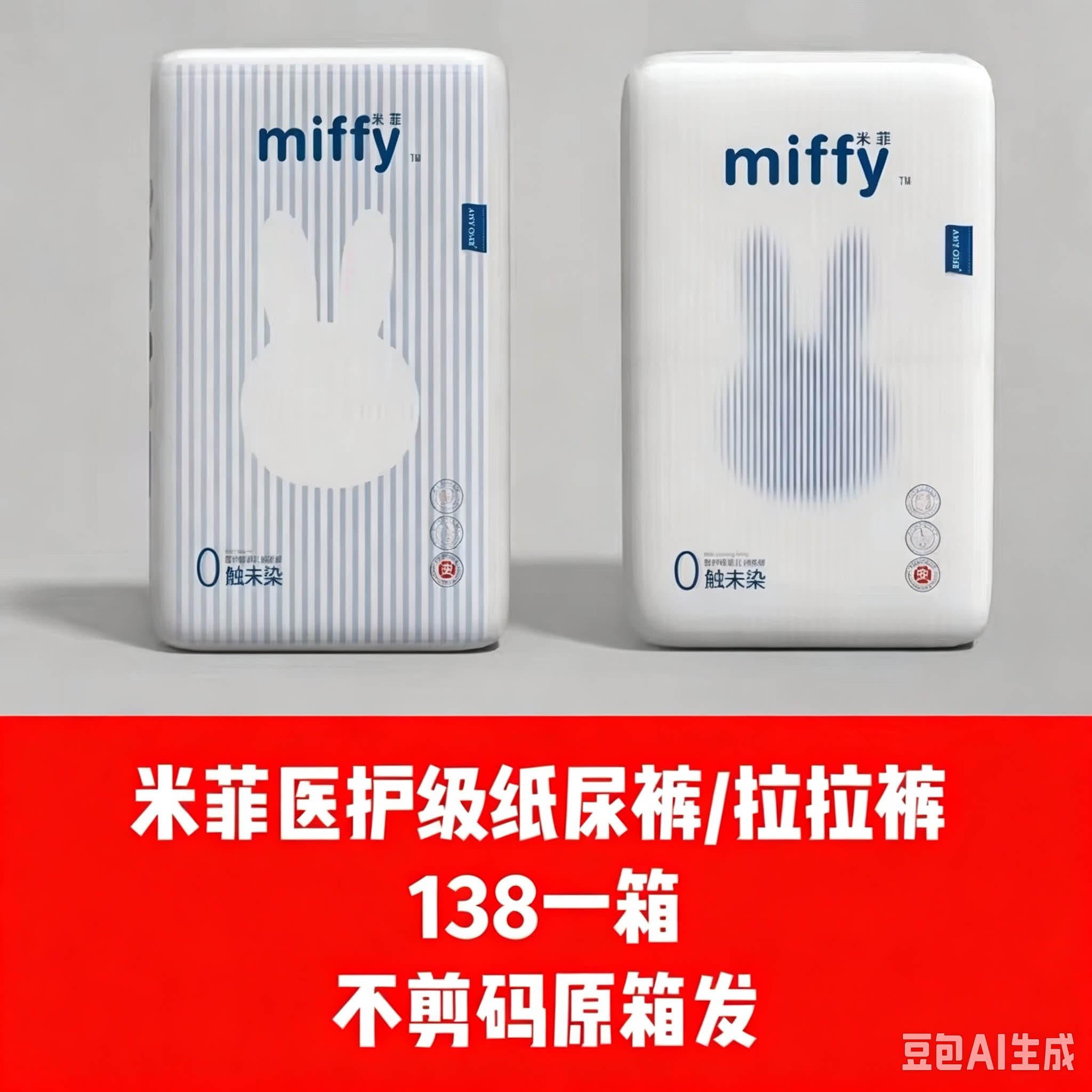 不剪码米菲未染系列医护级婴儿纸尿裤拉拉裤柔软透气一体裤