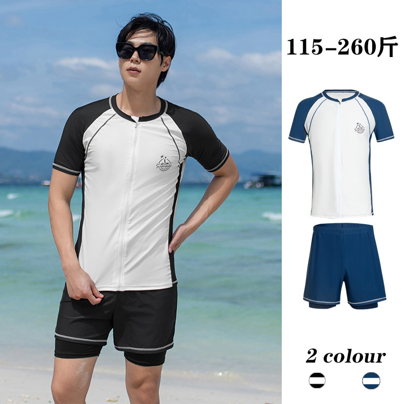 新款大码加肥运动款男士泳衣拉链泳裤防尴尬男款高级感冲浪泳装