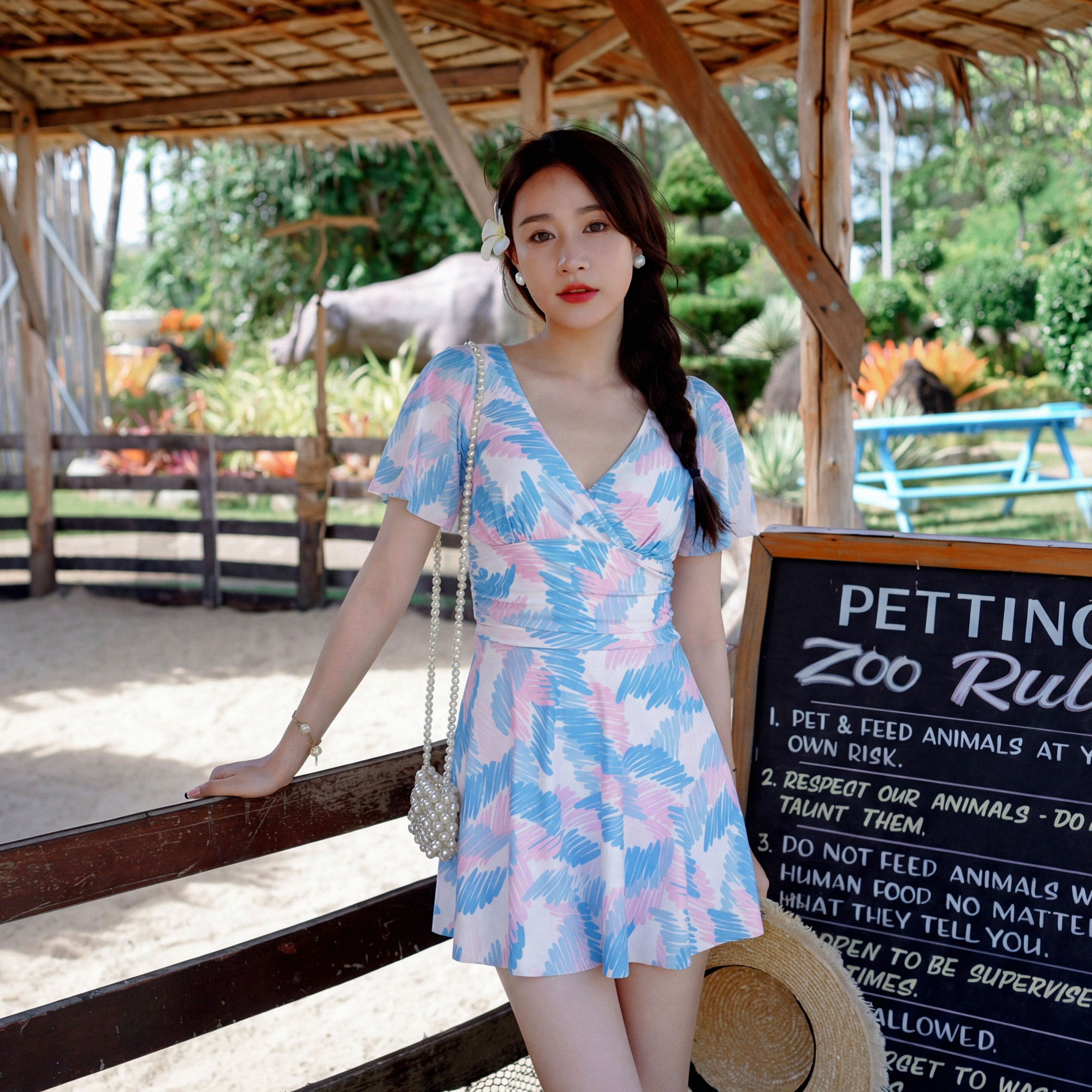 新款微胖大码深V高腰泳衣女遮肚子显瘦分体裙式钢托聚拢海边度假