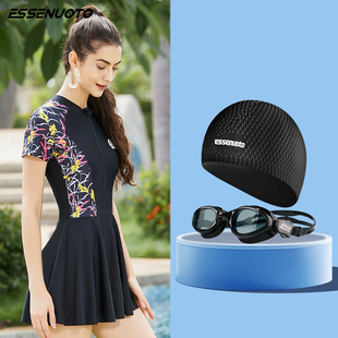 泳衣2025新款 女夏微胖泡温泉女孩遮肉高级纯欲风显瘦遮肚连体女裙