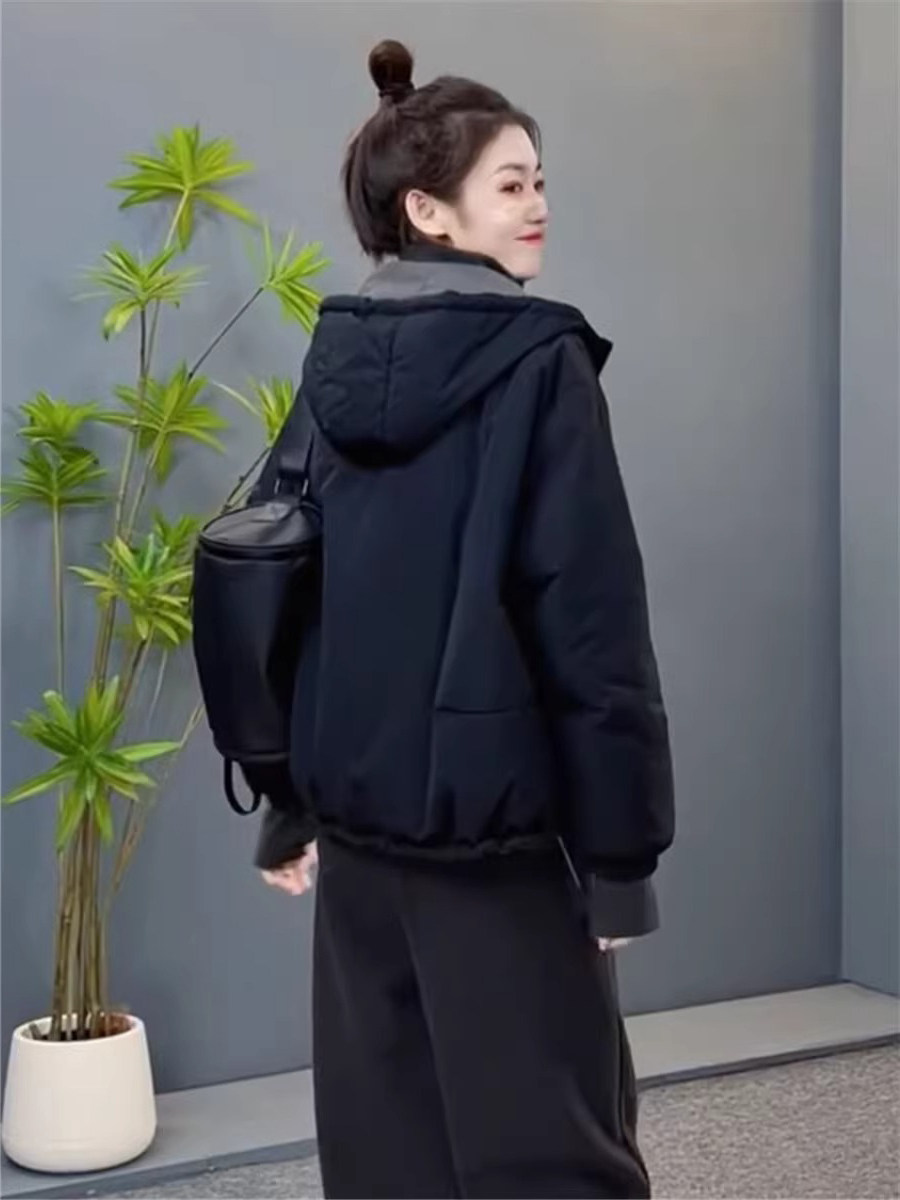 双面穿棉服女2025年新款冬季短款轻薄小个子休闲宽松夹棉棉衣外套