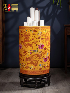 景德镇陶瓷花瓶书画缸卷轴缸箭筒大号字画收纳桶瓷瓶客厅落地摆件