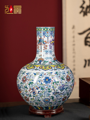 景德镇陶瓷花瓶中国风客厅入口办公室装修开幕乔迁礼物古董手绘瓷