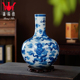 手绘柴窑青花瓷祥云九龙纹天球瓶景德镇陶瓷花瓶 钟家窑客厅摆件