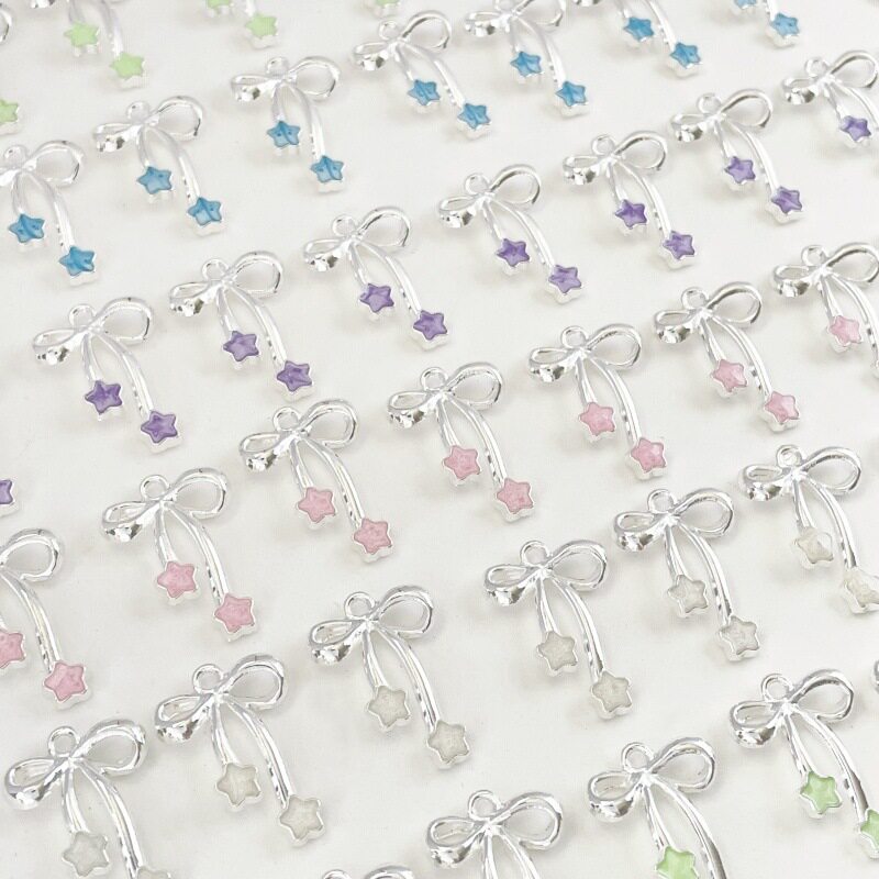 小朋友合金星星蝴蝶结吊坠diy手工串珠手链项链饰品材料