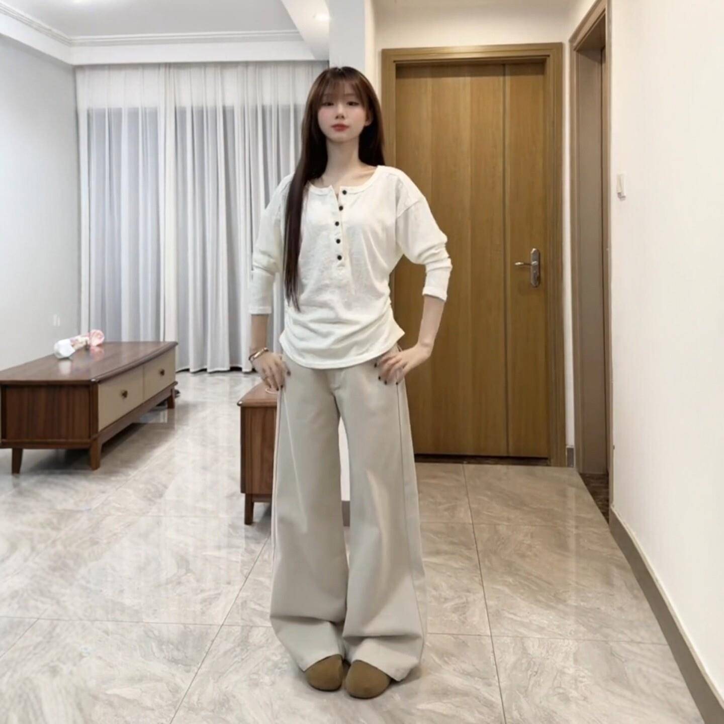 韩系休闲运动套装女春秋利领绳长袖打XPH底抽衫上衣阔腿亨裤长两