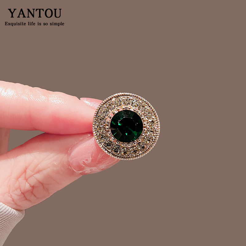 复古绿钻小号胸针高档女夏季开衫防走光扣别针迷你小胸花衣服配饰