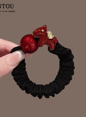 新年红色小马小肠发圈女2026新款简约扎马尾头绳弹力皮筋耐用发绳