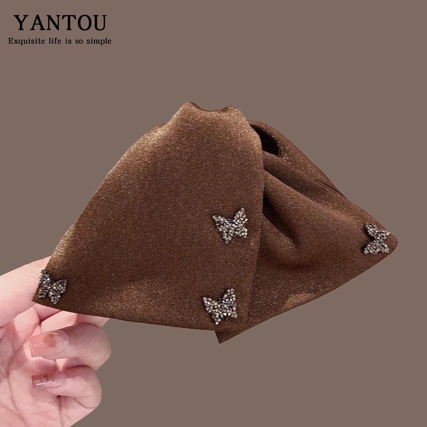 高级感时尚褐色闪钻蝴蝶贝壳抓夹女气质优雅后脑勺盘发鲨鱼夹发卡,饰品/流行首饰/时尚饰品新,发饰,淘宝优惠券,粉丝福利购,淘宝优惠卷