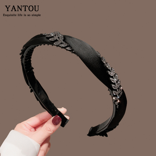 2024新款水钻麦穗辫子网红发箍女带齿简约发卡洗脸外出头箍压发捆