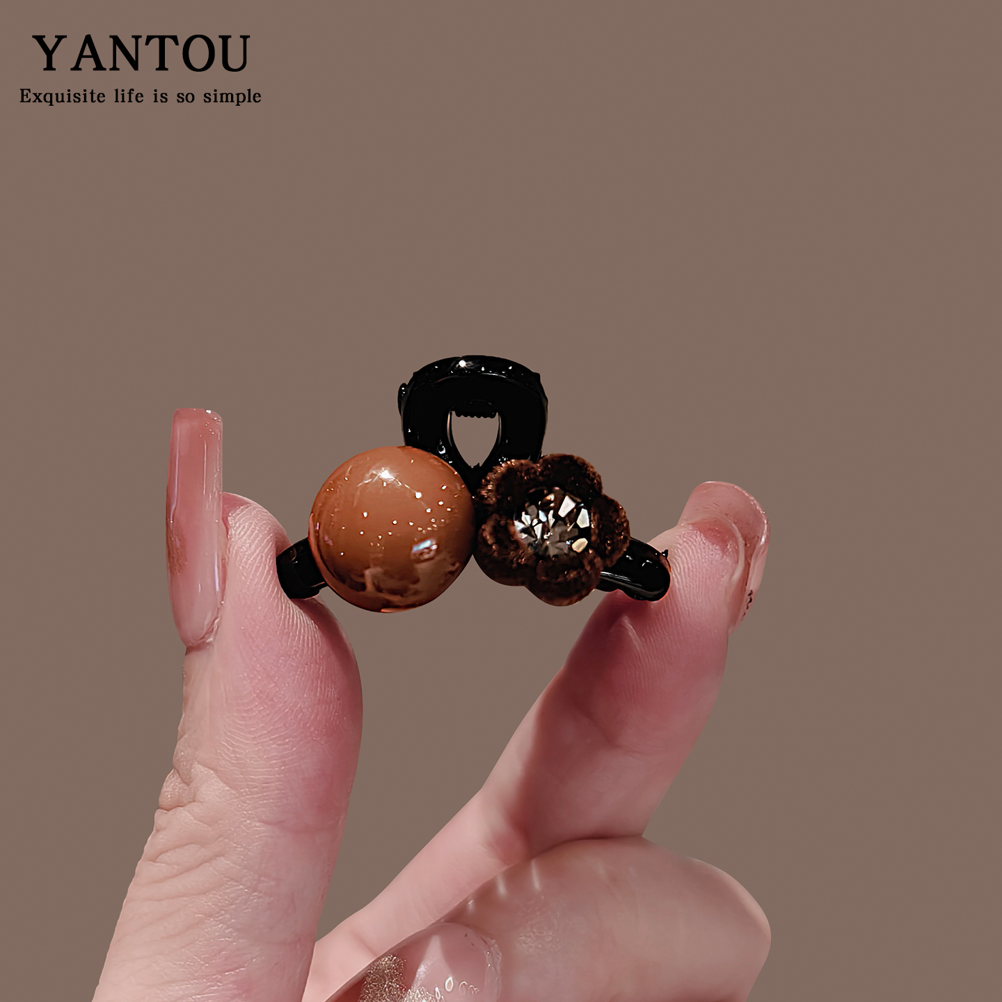 植绒花朵红珠发夹女新款气质刘海小抓夹公主头对夹迷你碎发鲨鱼夹