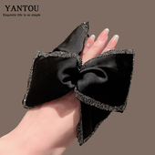气质复古高级感缎面蝴蝶结抓夹韩系水钻后脑勺鲨鱼夹百搭发夹发卡