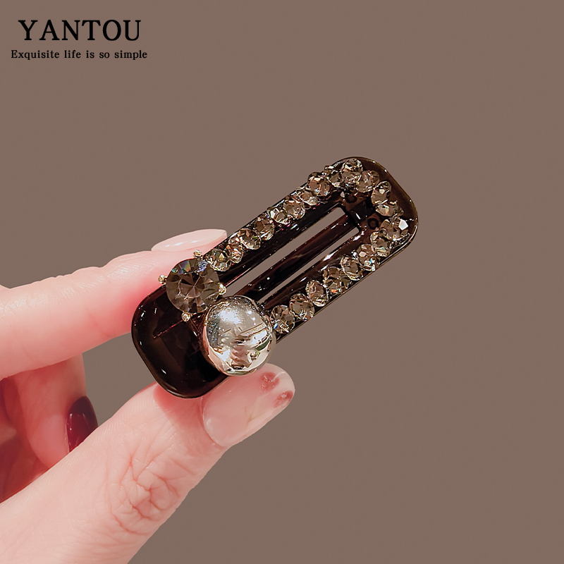 精致轻奢发夹水钻鸭嘴夹时尚创意设计珍珠碎发刘海侧边发夹发卡女