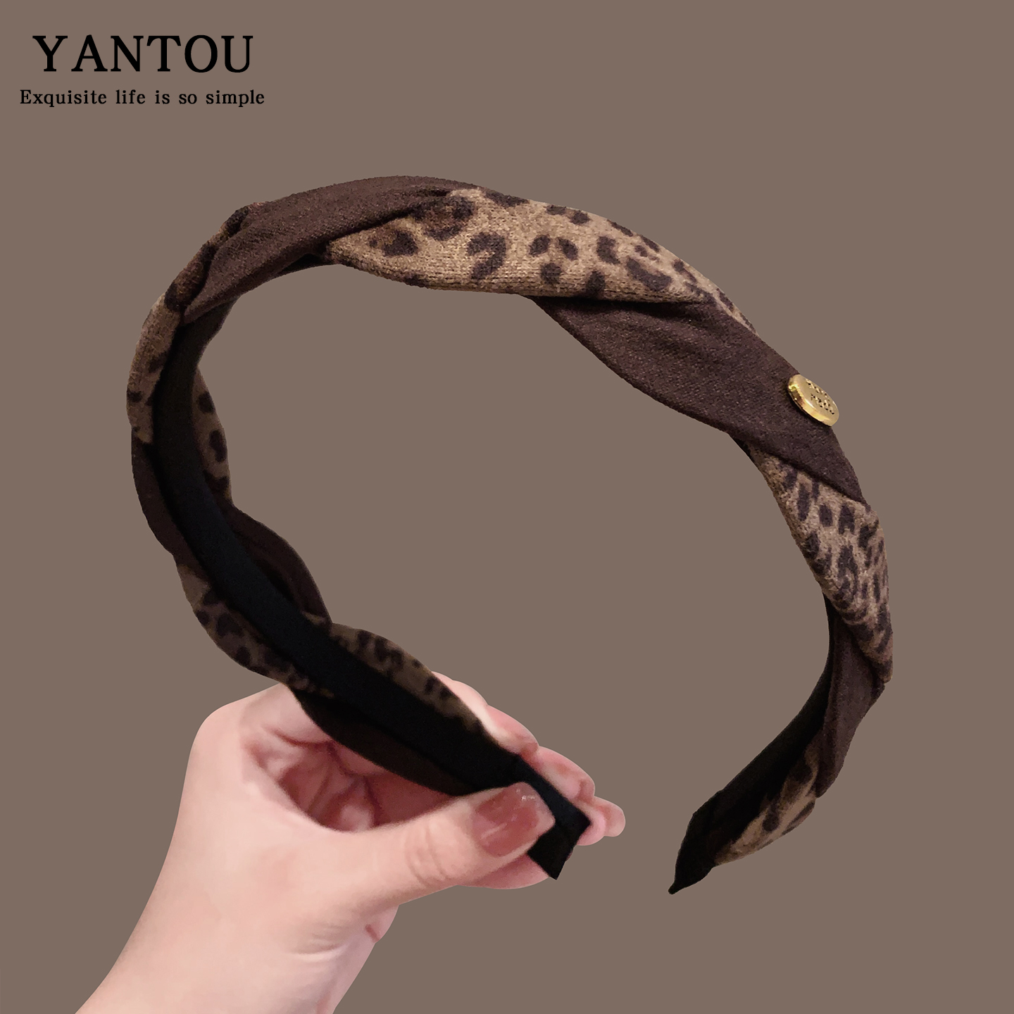 美拉德咖窄边绒面发卡发箍女简约时尚外出头饰成人压发洗脸头箍