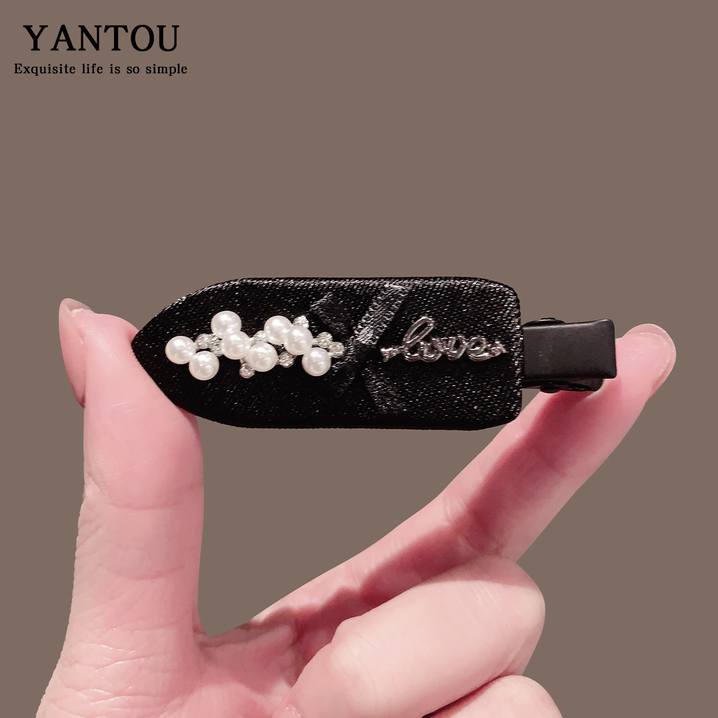 珍珠字母无痕发夹BB夹侧边前额刘海边夹小发卡子化妆发卡鸭嘴夹子