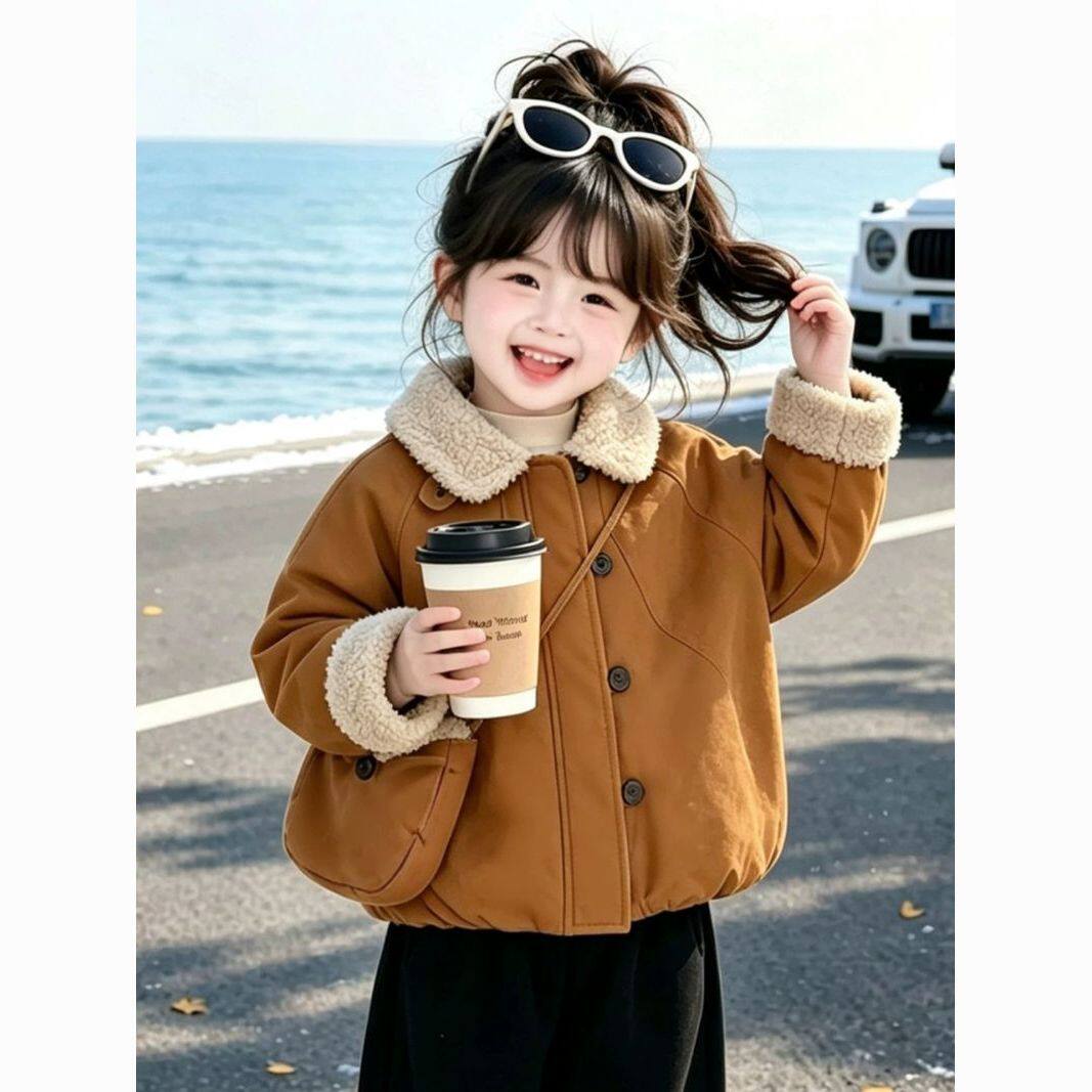 女童秋冬加绒加厚外套保暖派克服