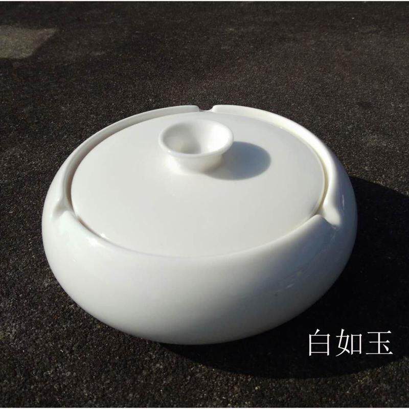 羊脂玉墨盘装墨水笔洗简约文房四宝多功能毛笔笔架陶瓷墨碟带盖