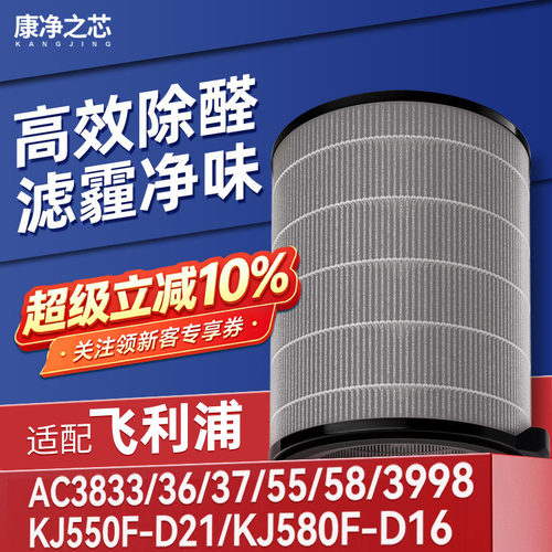 适配飞利浦空气净化器滤芯AC3833/3036/3055过滤网AC3998/FY4440