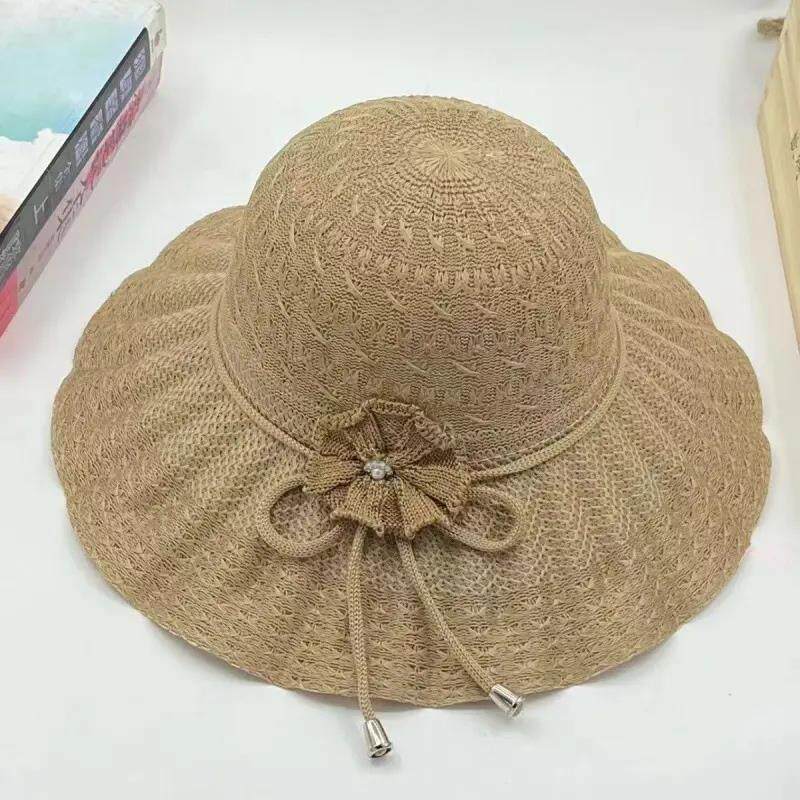 新款遮阳帽中老年凉帽女士奶奶夏天太阳帽防晒可折叠妈妈花朵盆帽