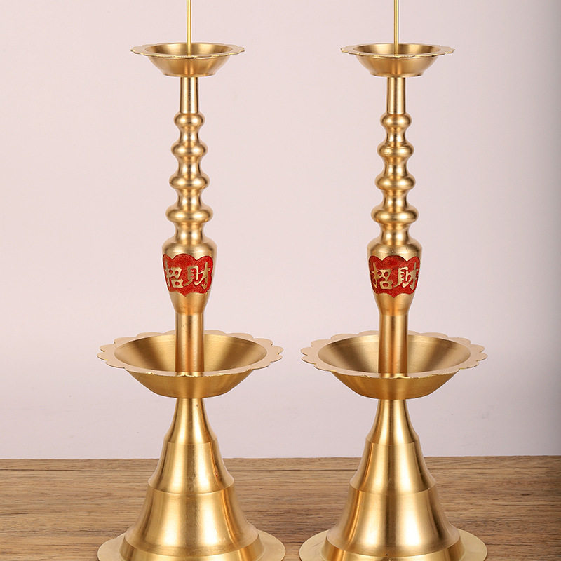 传统婚庆烛台蜡台中式复古铜烛台福喜乔迁居家用铜烛台纯铜蜡烛台