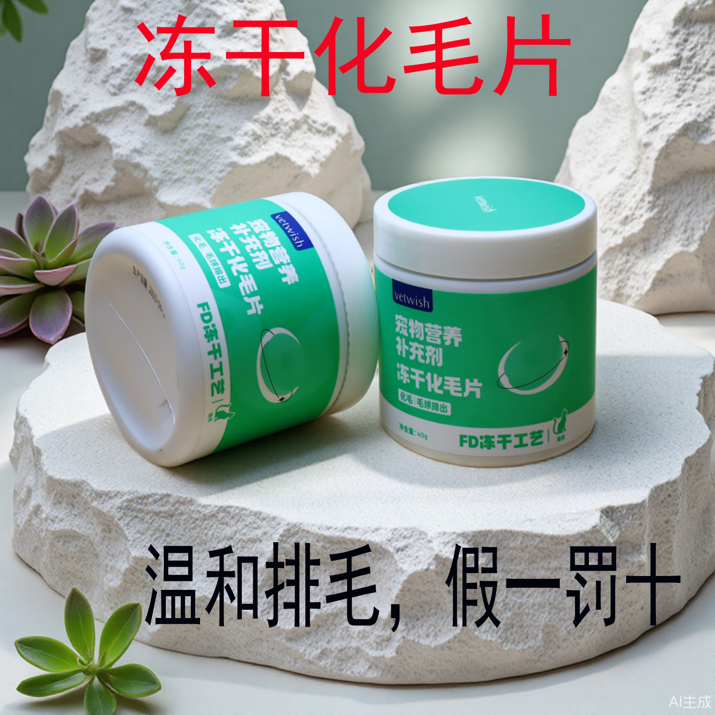 唯特适化毛冻干猫咪化毛球片猫草