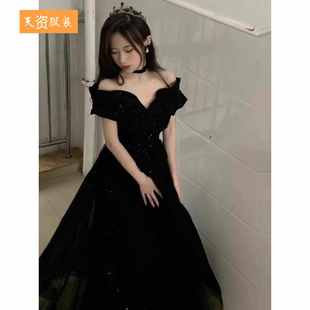 黑色宴会晚礼服裙女2024新款十八岁成人礼毕业学生艺考声乐高级感