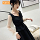 黑色小晚礼服裙宴会气质仙气学生平时可穿简单大方短款 小个子礼服