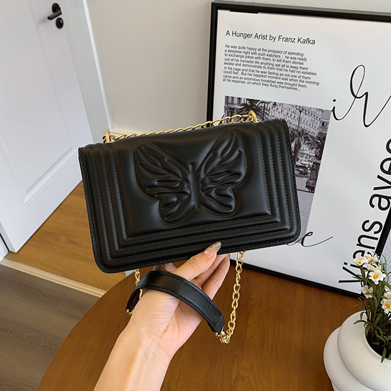 温柔时尚质感蝴蝶链条小包包女2024春夏新款百搭ins斜挎包小方包