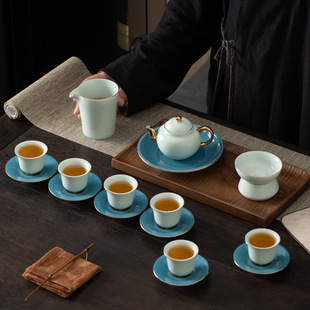 青瓷功夫茶具套装家用陶瓷办公室中式高级感泡茶壶茶杯会客送礼盒