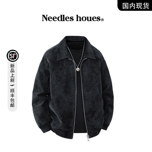 夹克美式 houes春季 Needles 潮流翻领皮衣外套男 品牌撤柜现货