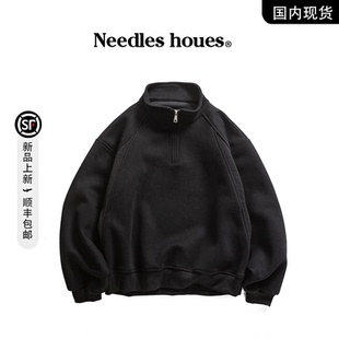 houes春秋歐美潮牌簡(jiǎn)約半拉鏈立領(lǐng)衛(wèi)衣 Needles 品牌撤柜現(xiàn)貨