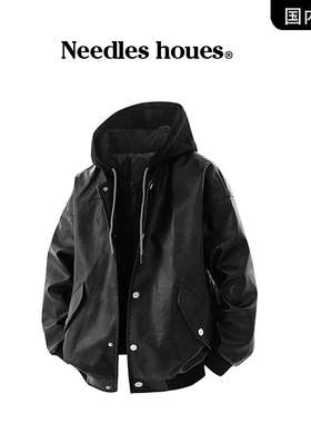 【品牌撤柜现货】Needles houes冬季加棉假两件连帽皮衣夹克外套
