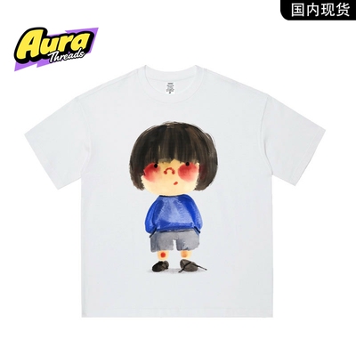 【品牌现货】AURA THREADS卡通印花短袖T恤男女宽松纯棉上衣