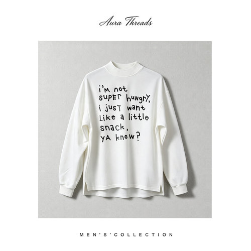 【品牌现货撤柜】AURA THREADS春秋季涂鸦手写趣味文案休闲卫衣男
