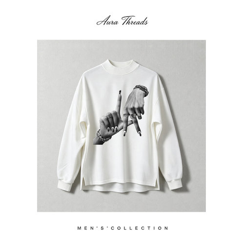 【品牌现货撤柜】AURA THREADS春秋季美式嘻哈复古手势潮流卫衣男