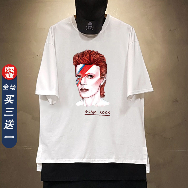 大卫鲍伊眼睛David Bowie eyes T Shirt艺术摇滚人像t恤嘻哈短袖