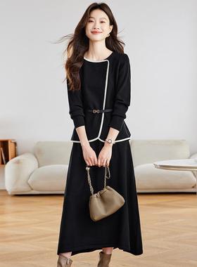 ROUMIKL高级感灰色针织套装裙子女2025秋季穿搭一整套遮肚显瘦减