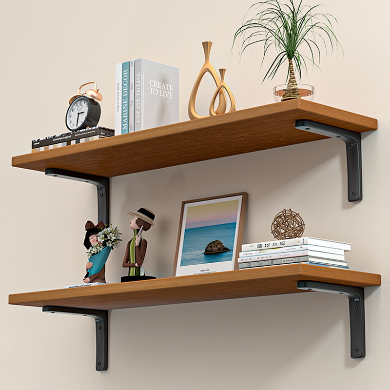 墙上置物架悬空书架一字隔板挂墙搁板墙面层板墙壁挂式木板托架子