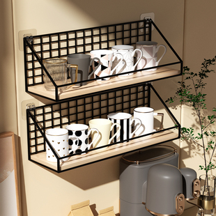 杯架壁挂免打孔水杯杯子收纳置物架挂墙茶杯架子墙上厨房悬挂放置