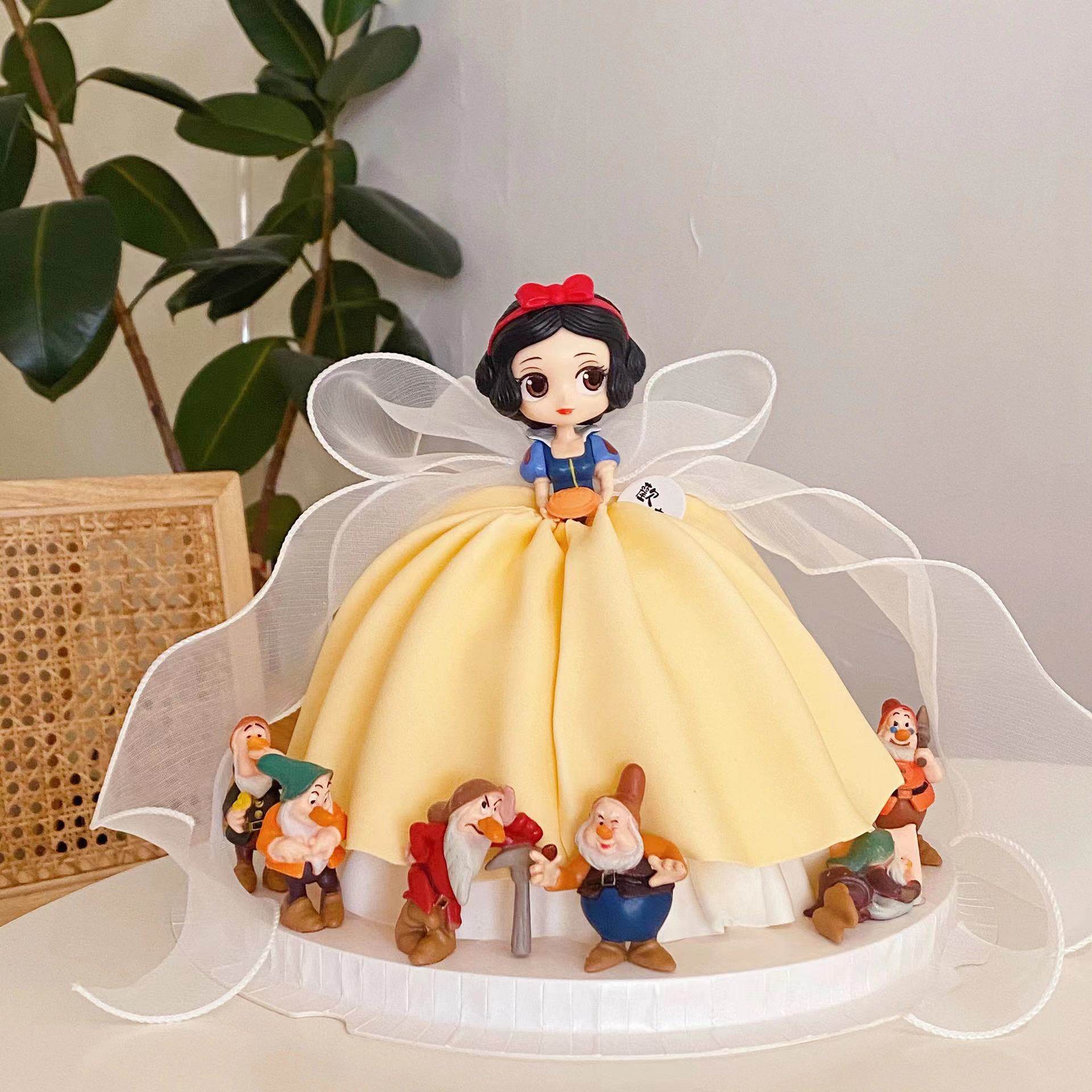儿童卡通蛋糕装饰摆件可爱白雪公主爱莎公主女孩生日甜品台装扮