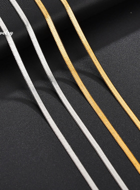 亚马逊爆款简约时尚男女刀片链 304不锈钢扁平蛇骨链吊坠配饰现货