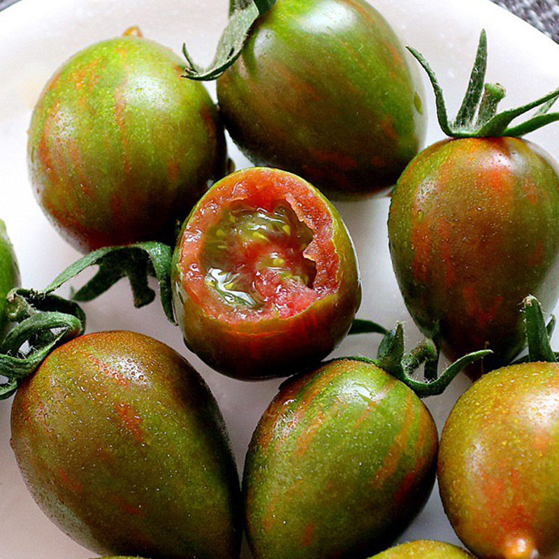 山东寿光迷彩圣女果2/5斤新鲜酸甜小西红柿子青绿色圣女果