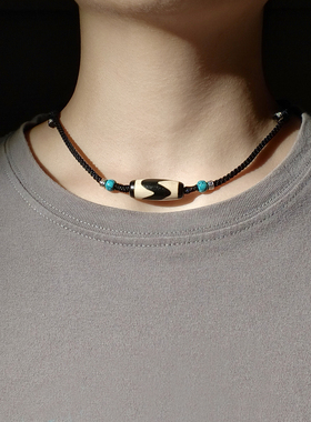 默生文玩虎牙天珠天然玛瑙真品